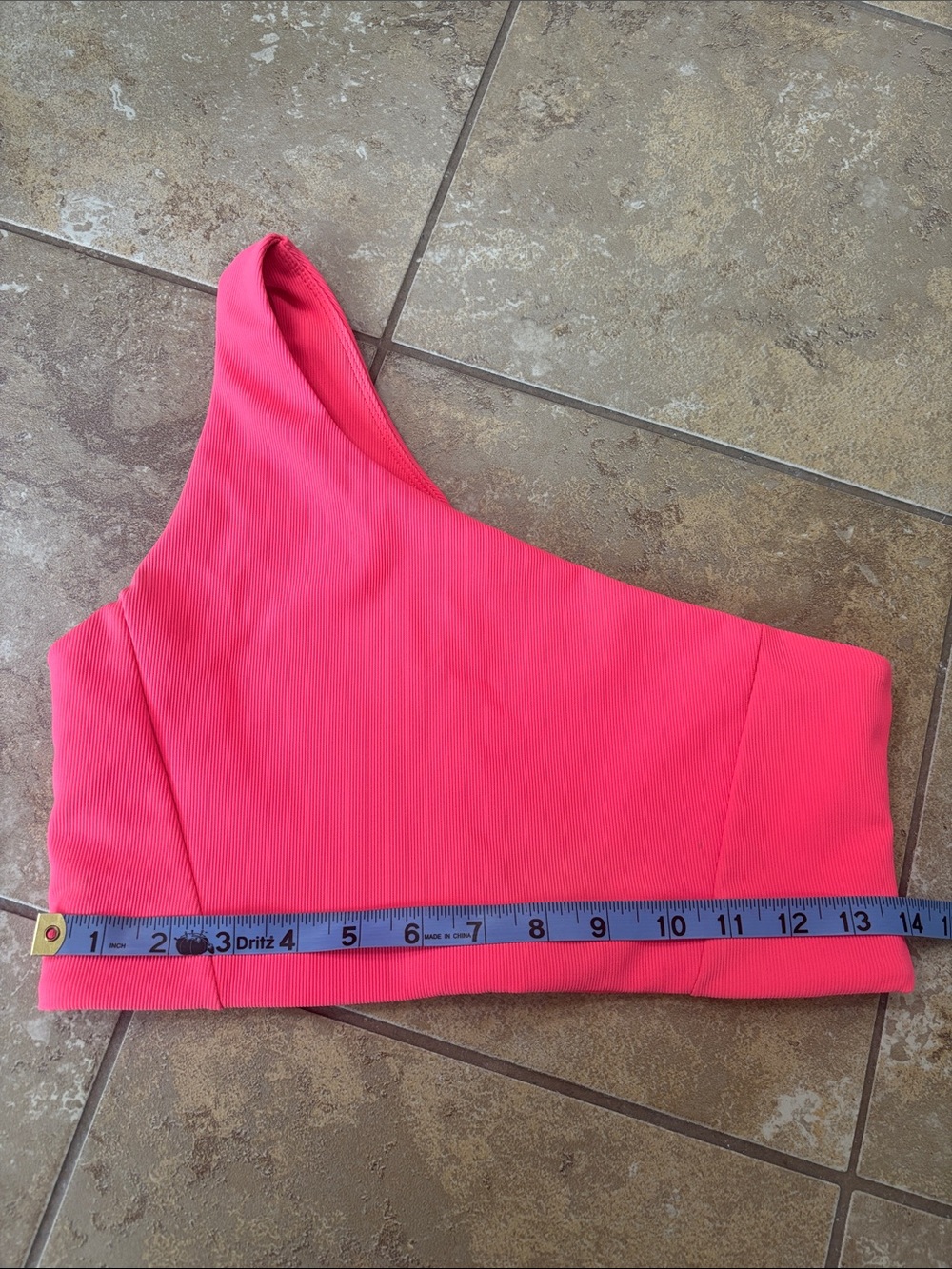 WILO the label Hot coral One Shoulder ribbed Active Bra top cropped Top Size L - Picture 8 of 11